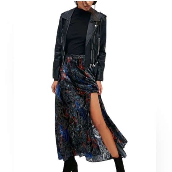 Free People Dresses & Skirts - Free People Burnout Velvet Love So Right Maxi Button Skirt